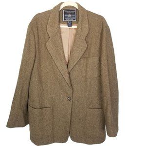 Abercrombie & Fitch Mens L Brown Herringbone One-Button Wool Blazer Jacket
